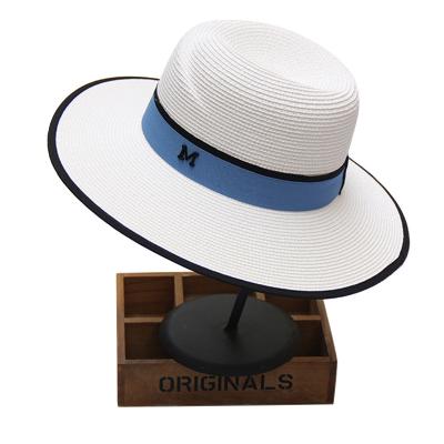 China Custom Character Mens Unisex Ladies Panama Fishing Straw Hat With M Letter Luxury Summer Vintage Wide Brim Beach Hats Female Wholesale for sale