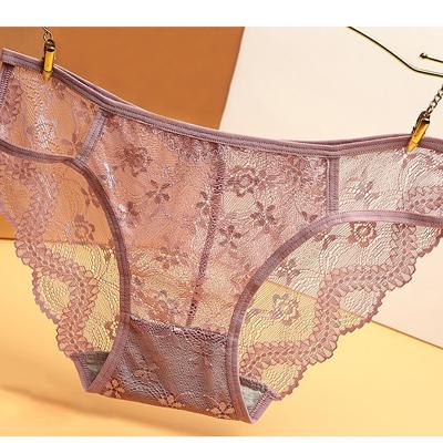 China High Quality Sexy Women Comfortable Underwear Ice Silk Low-Rise Lace Hollow Out Pant for sale