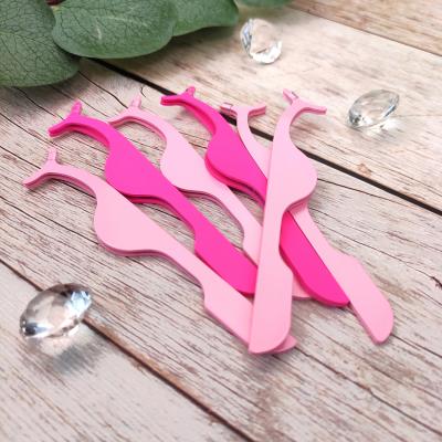 China Easy To Dial Makeup Tool Stainless Steel Eyelash Applicator Tweezers With Logo Eyelash Tweezers Custom Made for sale