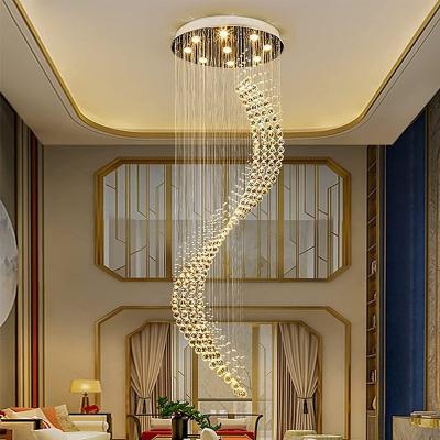 China Modern Contemporary Staircase Chandelier, Large Foyer Chandelier Lighting with Raindrop for Entryway Staircase Foyer Living Room for sale