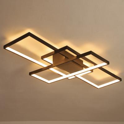 China Hot Amazon Sale LED Rectangular Ceiling Lamp Outdoor Dimmable Living Room Bedroom Kitchen LED Remote Control Modern Ceiling Light for sale