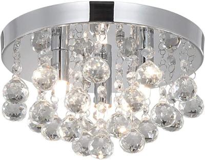 China Surface Mounted Modern Round Crystal Chandelier Recessed Mount Light, 3 Light Small Chandelier, Silver Modern Ceiling Chandelier for sale