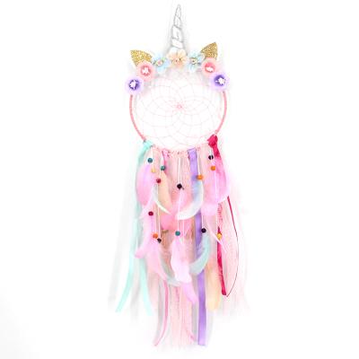 China India Unicorn Dream Catcher Handmade DIY Dreamcatcher for Wall Hanging Ornament Craft Gift Wedding Party Home Decoration for sale