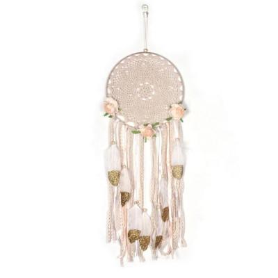 China Handmade India Boho Dream Catchers with Flowers for Wall Hanging Decoration Wedding Decoration for Christmas Festival Home Craft for sale