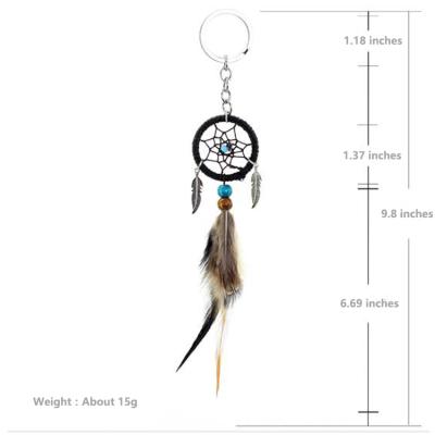 China Circular India Feather Dream Catcher Net For Car Kids Embed Room Wall Hanging Ornament Car Rear View Mirror Home Hanging Key Chain for sale