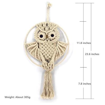 China Bohemian Ornament Wall Hanger Owl Macrame Wall Hanging Tapestry Art Decor Handmade Woven Boho for Office Bedroom Apartment Living Room for sale