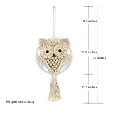 China Handmade Woven Nursery Craft Decor Art Home Office Living Room Wall Hanging Boho Ornament Wall Decor Owl Macrame Wall Hanging Scandinavian Tapestry for sale