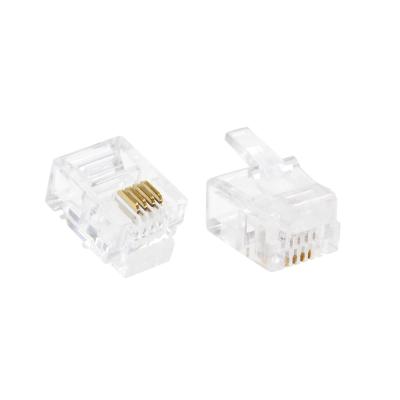 China Telephone Durable 4 Pin RJ11 RJ11 6P4C Plug Telephone Modular Telephone Connector for sale