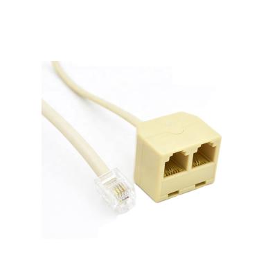 China Telephone 1 to 2 RJ11 Splitter 6P4C with extension cord for sale