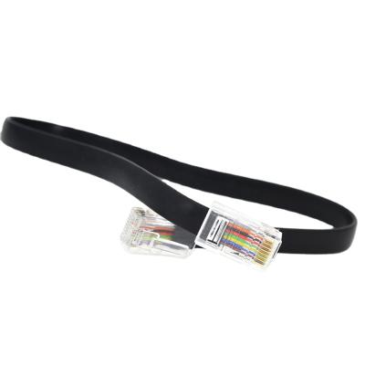 China Black Color 8 Pin 8 Core Telephone Cable RJ45 Copper Flat Cord for sale