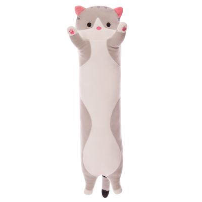 China Decoration; Game ; Wholesale Hot Selling Cute Gray and Brown Sleeping Cartoon Color Super Soft Plush Long Body Cat Plush Pillow for sale