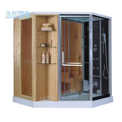 China Steam sauna with shower room indoor steam sauna combined jakuzzy wooden shower room home sauna room for sale