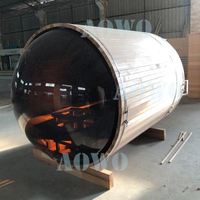 China Computer Control Panel Sauna Outdoor Room Solid Wood Steam Dry Saunas For Outdoor Garden Use Outdoor Barrel Sauna Room for sale