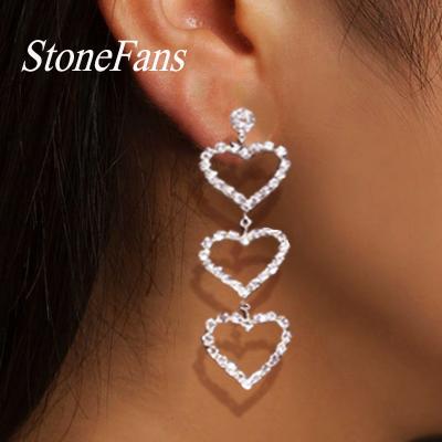 China Romantic Vintage Heart Gold Rhinestone Dangle Earrings 2020 Fashion Women Dangle Earrings for sale