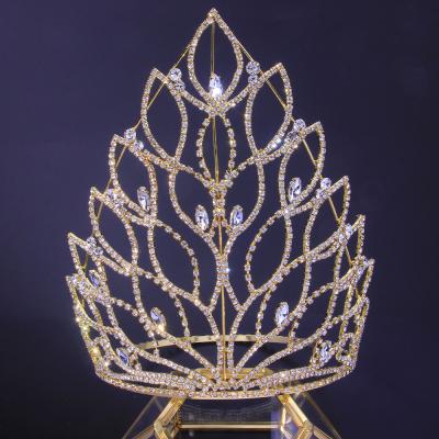 China Big Tiara Fashion Shiny Pageant Crown Queen Beauty Crown Clear Austrian Rhinestone Crystal for sale