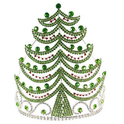 China Environmentally Friendly Christmas Tree Props Crown Wholesale Crystal Rhinestone Crown Christmas Decoration Headdress for sale