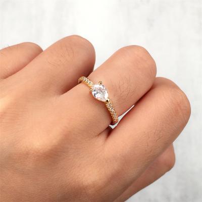 China New CLASSIC Wedding Ring Zircon Opening Adjustable Ring Geometry Water Drop Shape Rings Jewelry Women for sale