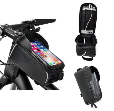 China Water Make 2021 New Premium Waterproof Bike Mobile Phone Front Chassis Tube Handlebar Mount Top Bag For Bicycle Resistant for sale