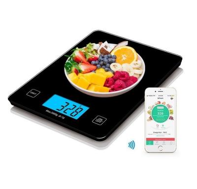 China Good Quality Color Digital Coffee 5kg/1g Back Electronic Food Kitchen Scale Tempered Glass Wireless Remote Scale For Calorie Counting for sale