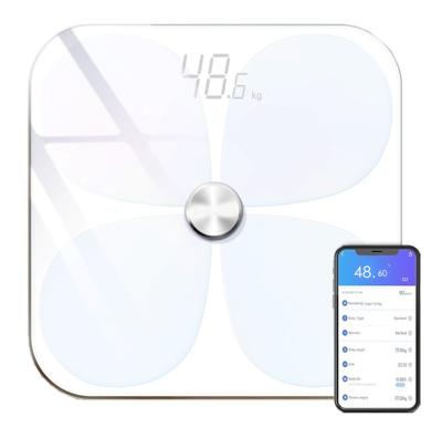 China With Large Scale Tray 400lbs 180kgs Weighing Platform LED Display Fit ITO Conductive Glass Smart Wireless Remote Body Fat Bathroom Scale for sale