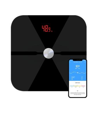 China Lemited 4 Spot Body Fat Scale with Smartphone App Bathroom BMI Weight Scale, Body Composition Analysis Scale Health Monitor with ITO Glass for sale