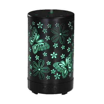 China 2021 Hotel 2021 Metal Iron Art Portable Electric Ultrasonic Butterfly Ultrasonic Yoga Essential Oil Aroma Diffuser for sale