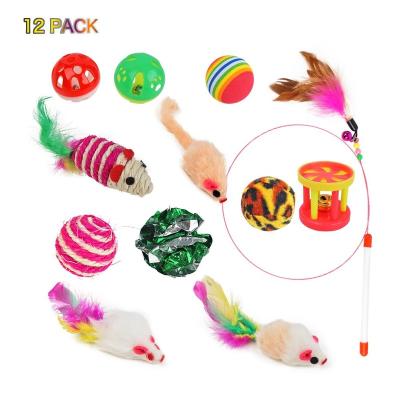 China New Sustainable Cat Toys Funny 12 Pieces Set Interactive Toys For Pets Cat Teaser Set for sale