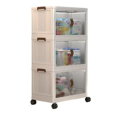 China Sustainable Good price Double Door Food Collapsible Plastic Storage Boxes 5 Layer High Capacity Cabinet Magnetic Storage Boxes for sale