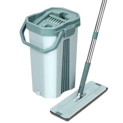 China Sustainable High cost performance microfiber cleaning lazy magic squeezed flat 360 swivel twist hands free mop bucket for sale