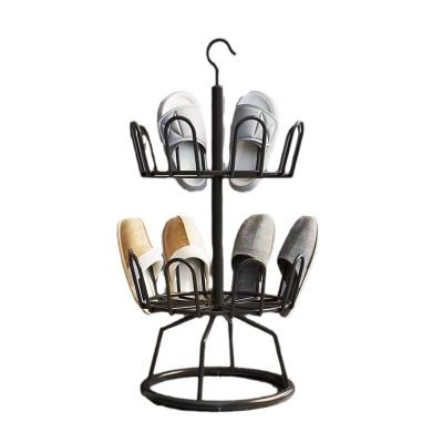 China Hotel Room .living Room.Bedroom.entryway High quality  Spinner Holds 18 Pairs Bronze Rotating Shoe Rack Shoe Tree 3-tier Metal Revolving Shoe Rack for sale