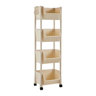 China Sustainable Good price Baskets Plastic Stand Rack  Vegetable Fruit Food Kitchen Bathroom 4-Layer Stackable Storage for sale