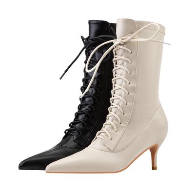 China Thermal High Heel Straps Headed Elastic Stiletto And Bare Boots Women Boots for sale