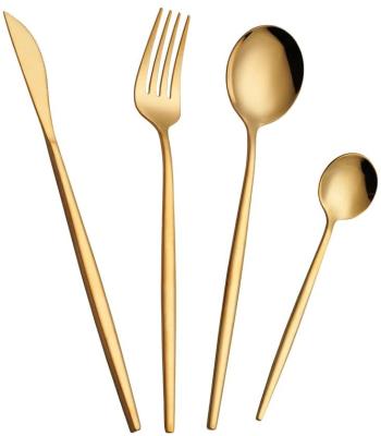 China Stock Gold Matte Silverware Stainless Steel Flatware Wholesale Viable Cutlery Tableware Set for 4 for sale