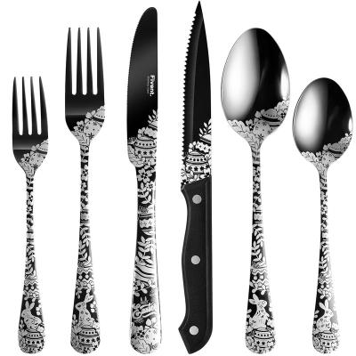 China Viable New Polish Flatware Vintage Stainless Steel Silverware Gold Listing Gold Plated Set For Dinner Party Gold for sale