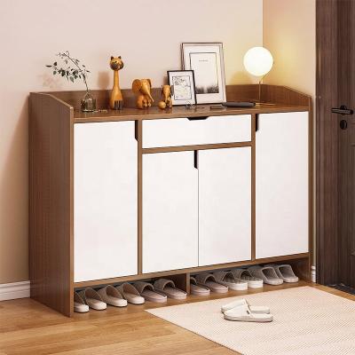 China Expandable Shoe Cabinet Entryway Cabinet Large Capacity Storage Cabinet Solid Wood Shoe Rack for sale