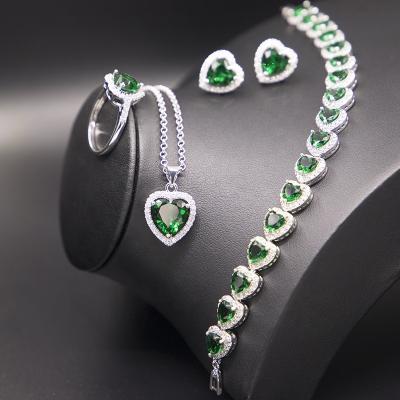 China Wholesale High Quality Vintage Zircon Stone Artdeco Bracelet 4pcs Heart Woman Accessories Jewelry Sets for sale