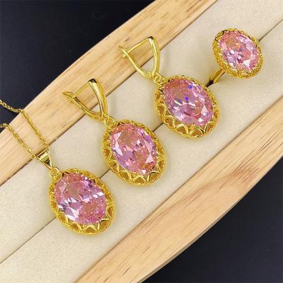 China Latest Fashion TRENDY Indian Jewelry Set Multi Colors Cubic Zircon Pendant Necklace Jewelry Set for sale