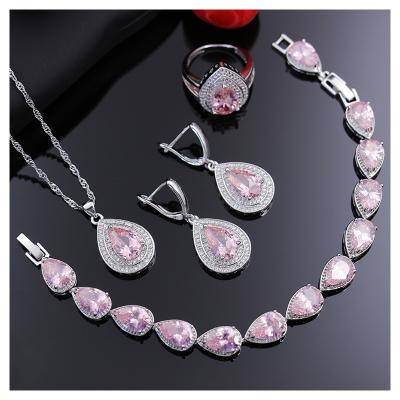 China Sky Blue Crystal White Zircon Turquoise Jewelry Sets Dubai Romantic Western Jewelry Sets Women Necklace For Women Wedding Party Gift for sale