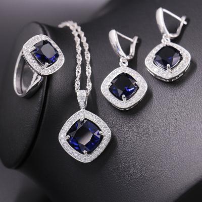 China Quality Assurance FASHIONABLE Sapphire Four Piece Jewelry Necklace Trendy Set Women for sale