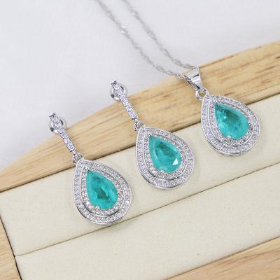 China Classic Emerald Ring Earrings Pendant Jewelry Necklace set of simulation jewelry CLASSIC for sale