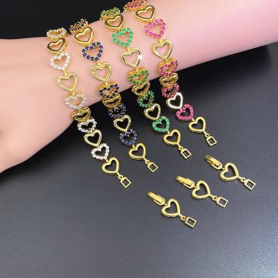 China Wholesale CLASSIC Jewelry Heart Jewelry Lady Crystal Colorful Gem Bracelet Heart Zircon Love Jewelry kaidimei for sale