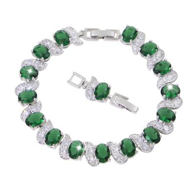 China CLASSIC White Gold Plated Bracelet Green And Blue Stone Woman Charms For Bracelet Making Merry Christmas Silicone Bead Bracelets for sale