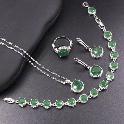 China Romantic Fashion Water Drop Earrings Necklace Set Jewelry Four Leaf Clover Weekly Silver Korean OEM For Women Party Gift for sale