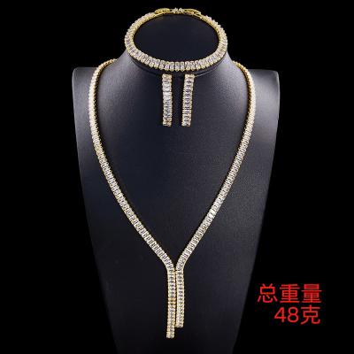 China Best Selling Kaidimei Jewelry Set Classic Gold Zircon Luxury Branded Bridal Tassel Pendant Necklace Set for sale