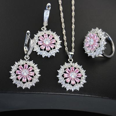 China Romantic Necklace Female Fashion Star Stud Earrings Necklace Set Jewelry Four Leaf Clover Weekly flower Shaped 925 Silver Korean OEM for sale