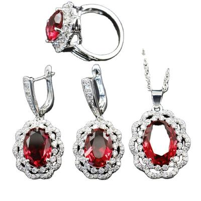 China Factory Direct CLASSIC Marquis White Gold Plated Costume Jewelry Set Big Sun Flower Shape Sapphire Women Necklaces And Earrings Sets for sale