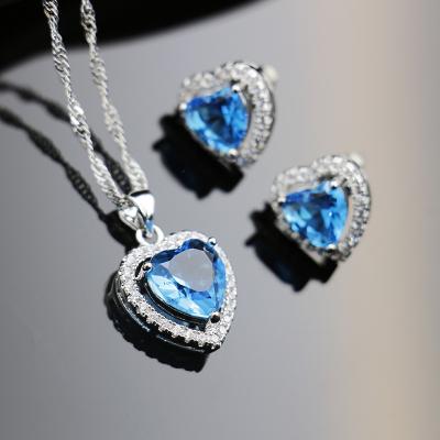 China CLASSIC Cubic Zirconia Heart Earring Ring Necklace Bracelet Women Bridal Bridal Jewelry Sets For Wedding Party Gift for sale