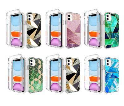 China 360 shockproof shockproof full body marble screen protevtor phone case 2 in 1 for iphone 11 12 13 pro max for sale