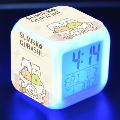 China Radio Device LED Small Colorful Luminous Color Night Light Digital Mirror Changing Alarm Clock for sale