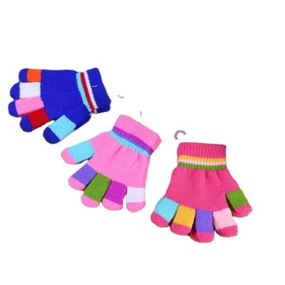 China Newest Hot Selling Colorful Magic Striped Custom Kid Knitted Gloves for sale